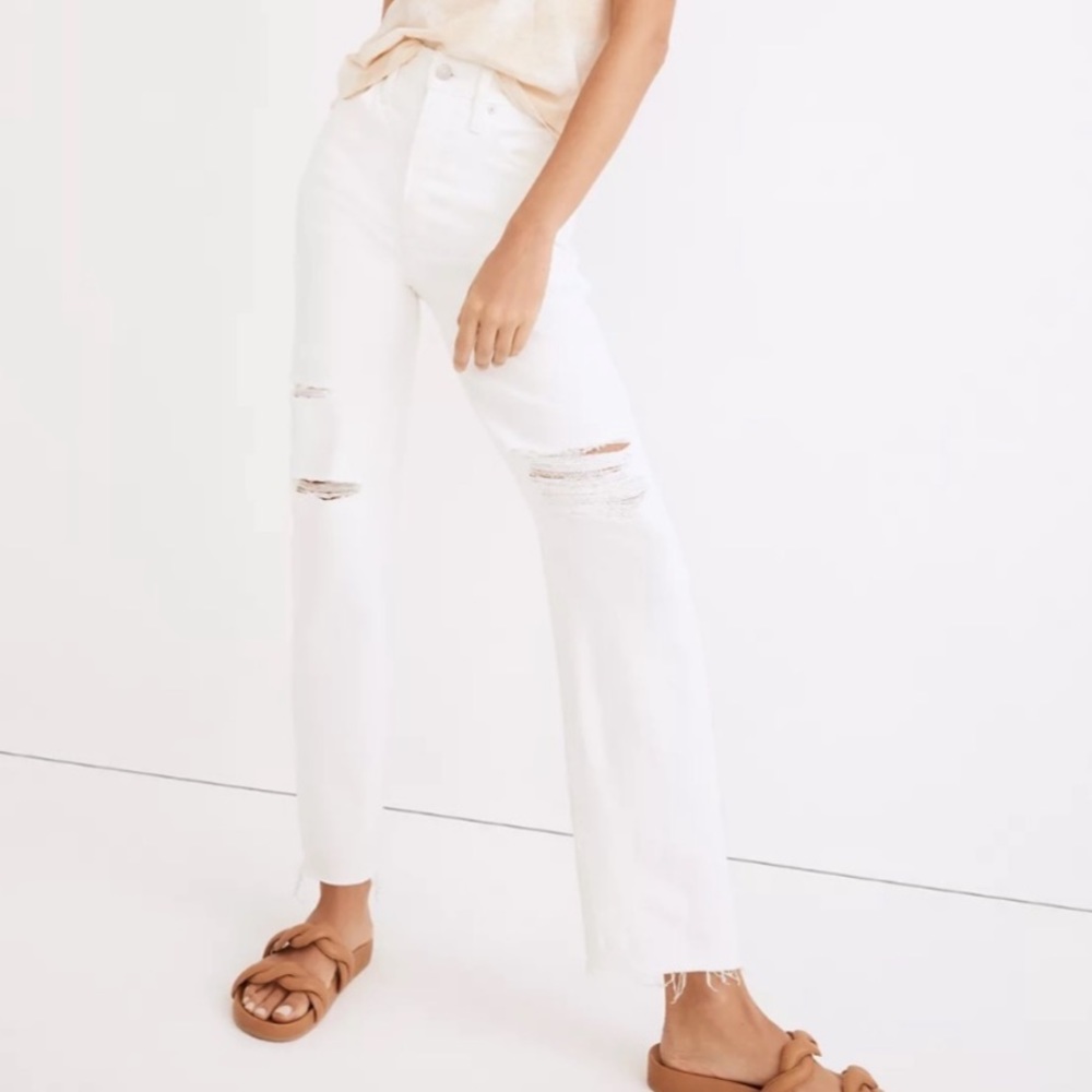 Madewell Perfect Vintage Straight Jeans Tile White Size 29  EUC